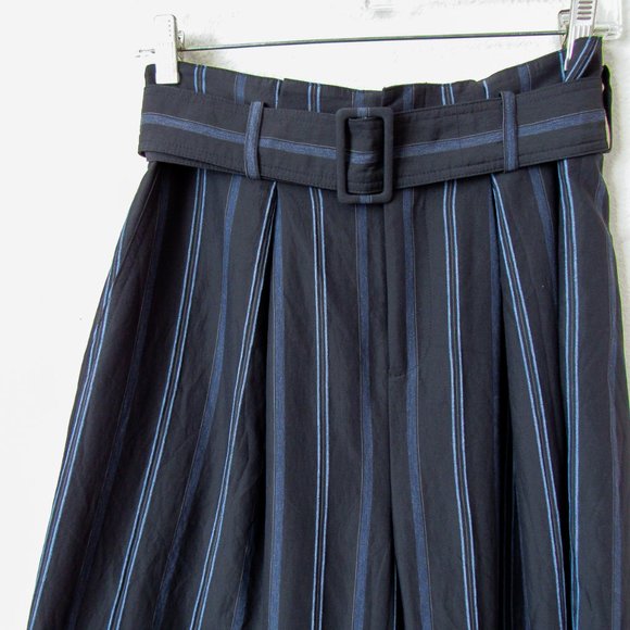 VINCE Navy Striped Straight Leg Trousers High Waist Pants ~Orig. retail $395 - Picture 6 of 12